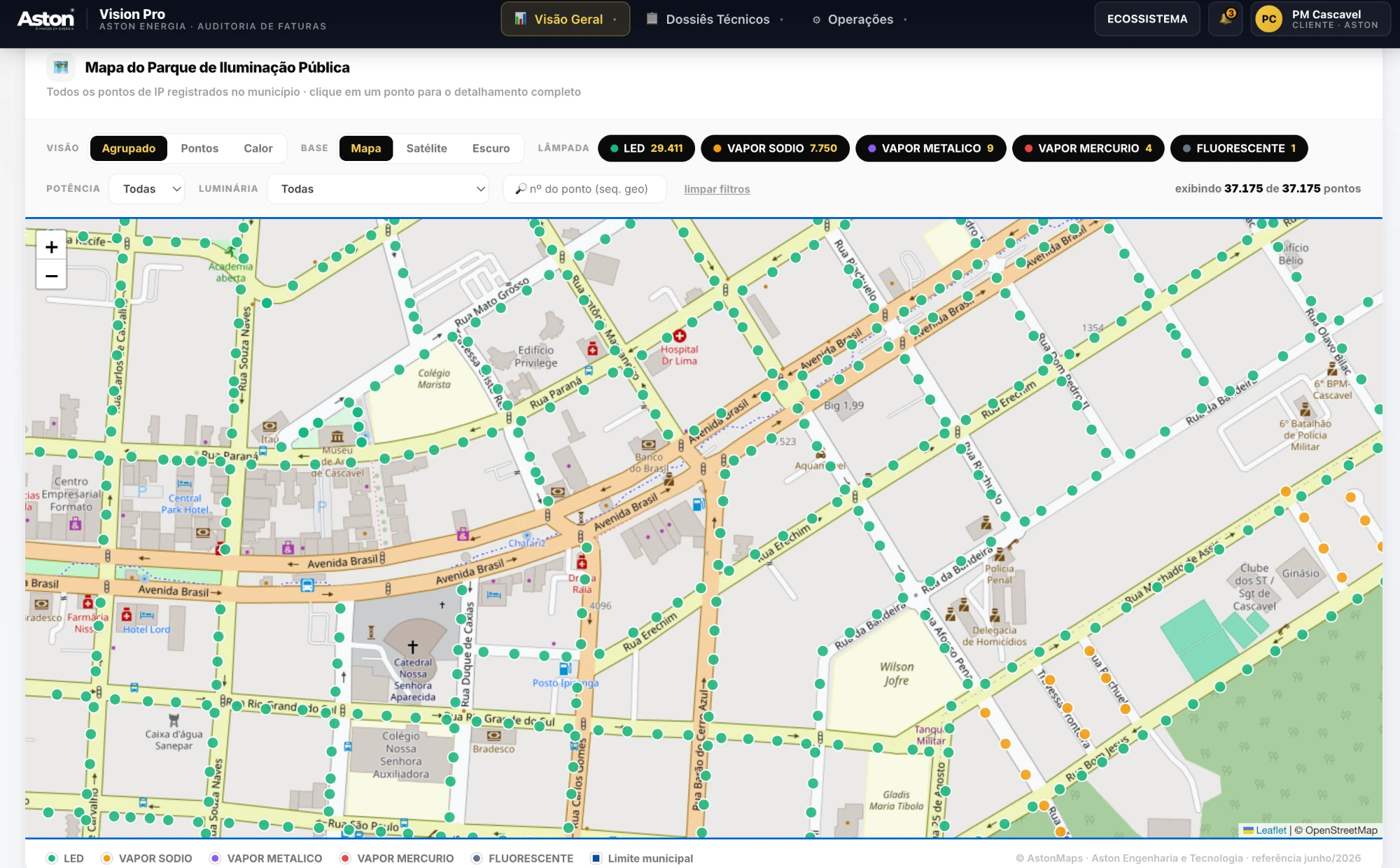 AstonMaps — mapa do parque de iluminação pública